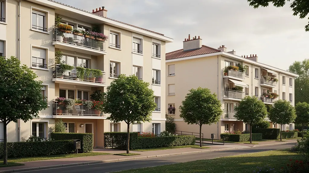 Quartier résidentiel avec immeubles et espaces verts à Dijon