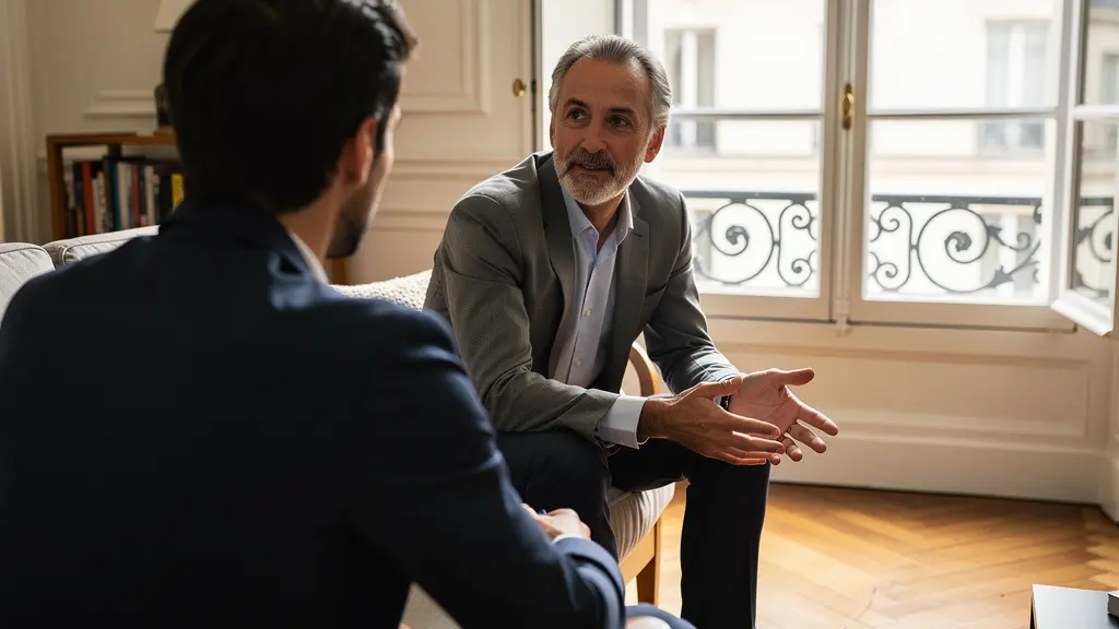 Agent immobilier présentant un appartement à un visiteur à Dijon